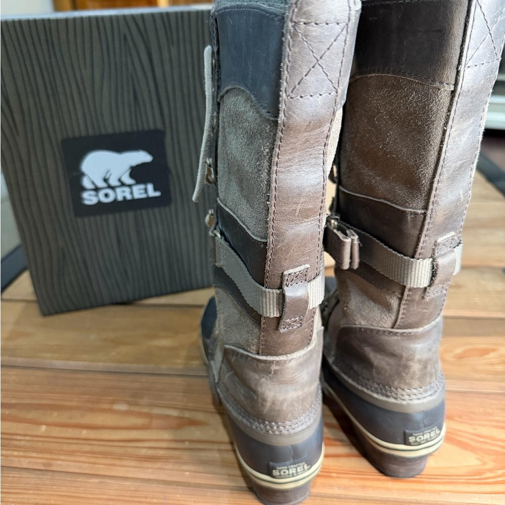 Sorel Brown and Gray Tall Lace-Up Waterproof Winter Boots - Picture 4 of 8